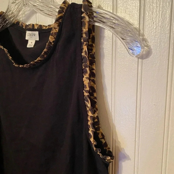 J. Crew sleeveless black blouse with leopard print trim - Picture 4 of 5